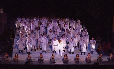 Storm brews as God (Dawnn Lewis) sings DARK DARK DARK: Is the night upon the sea Photo