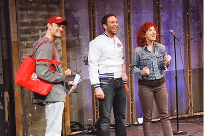 David Hyde Pierce, David Rossmer, and Sarah Saltzberg
 Photo