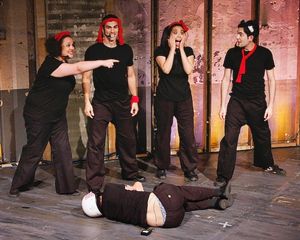 Lynn Andrews, Stephen Reyes,Brooke Ishibashi,Matthew-Lee Erlbach, (on the floor) Step Photo