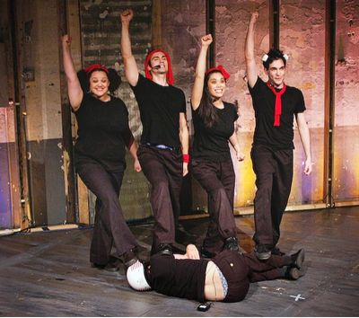 Lynn Andrews, Stephen Reyes,Brooke Ishibashi,Matthew-Lee Erlbach, (on the floor) Step Photo