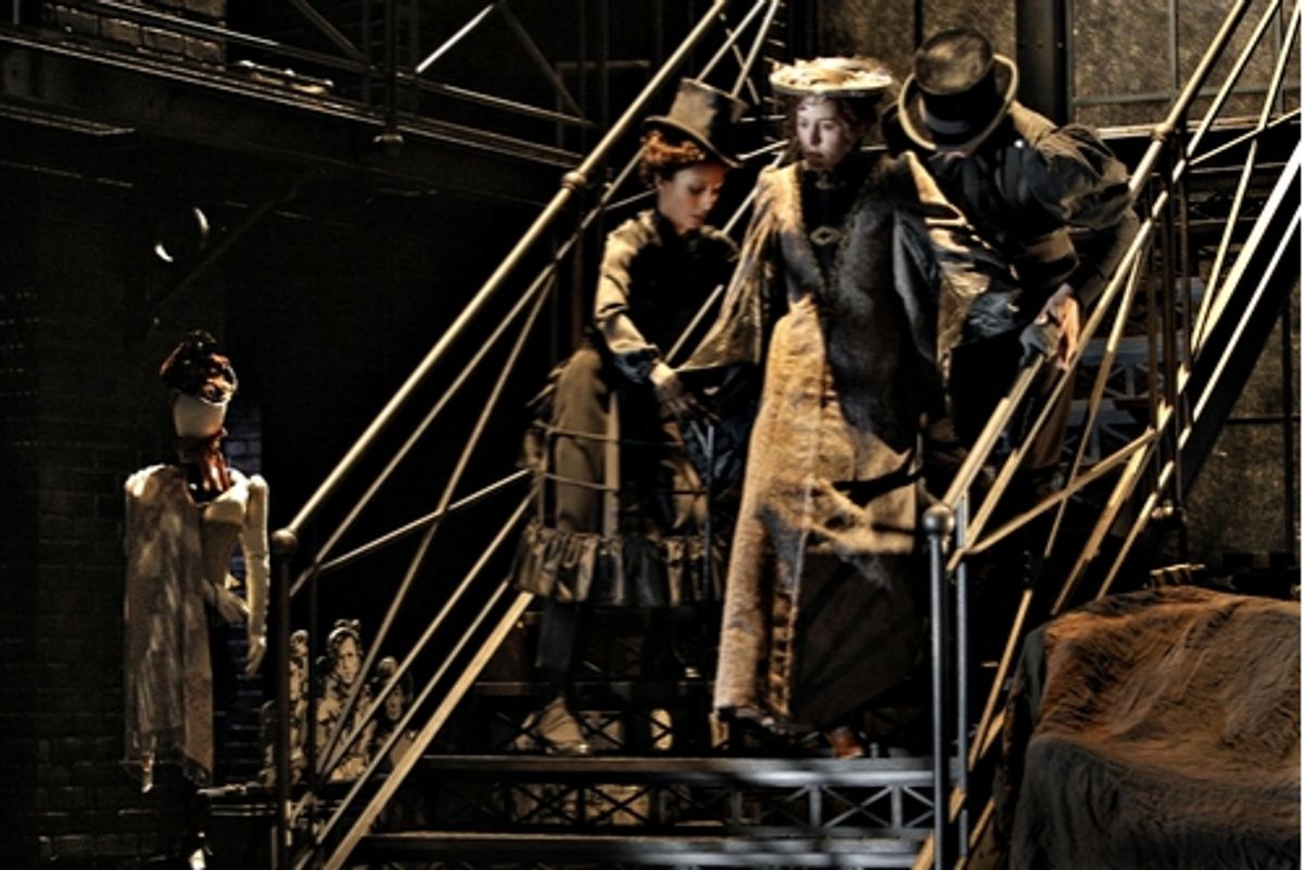 Puppeteer Elizabeth Grullon, Sarah Agnew as Constance Wilde and Puppeteer Dieter Bierbrauer at 