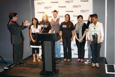 Peter Gallagher and the Fidelity FutureStage student playwrights
 Photo