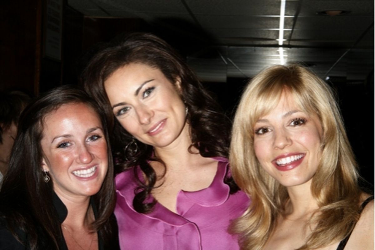 Laura Benanti with her real life sister and Leigh Anne Larkin her stage sister at 'GYPSY' Laura Benanti Joins the Elite Sardi's Wall