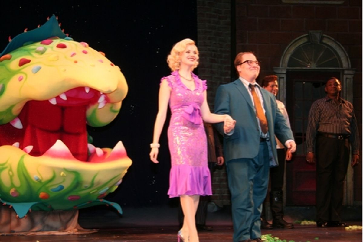 Audrey II, Jenny Fellner (Audrey) and Jared Gertner (Seymour)
 at 