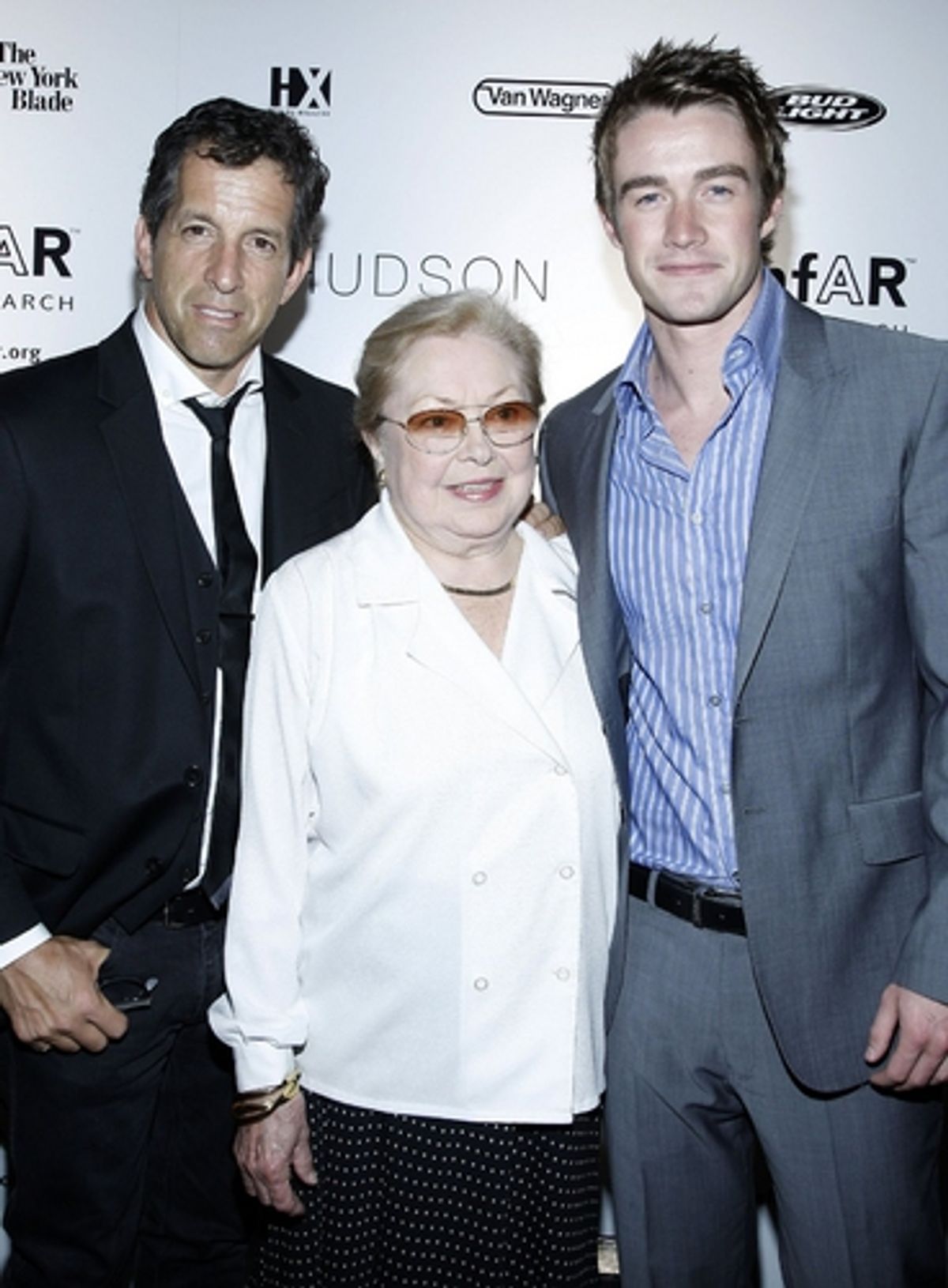 Kenneth Cole, Mathilde Krim and Robert Buckley at amfAR and Broadway Stars Honor Jerry Mitchell