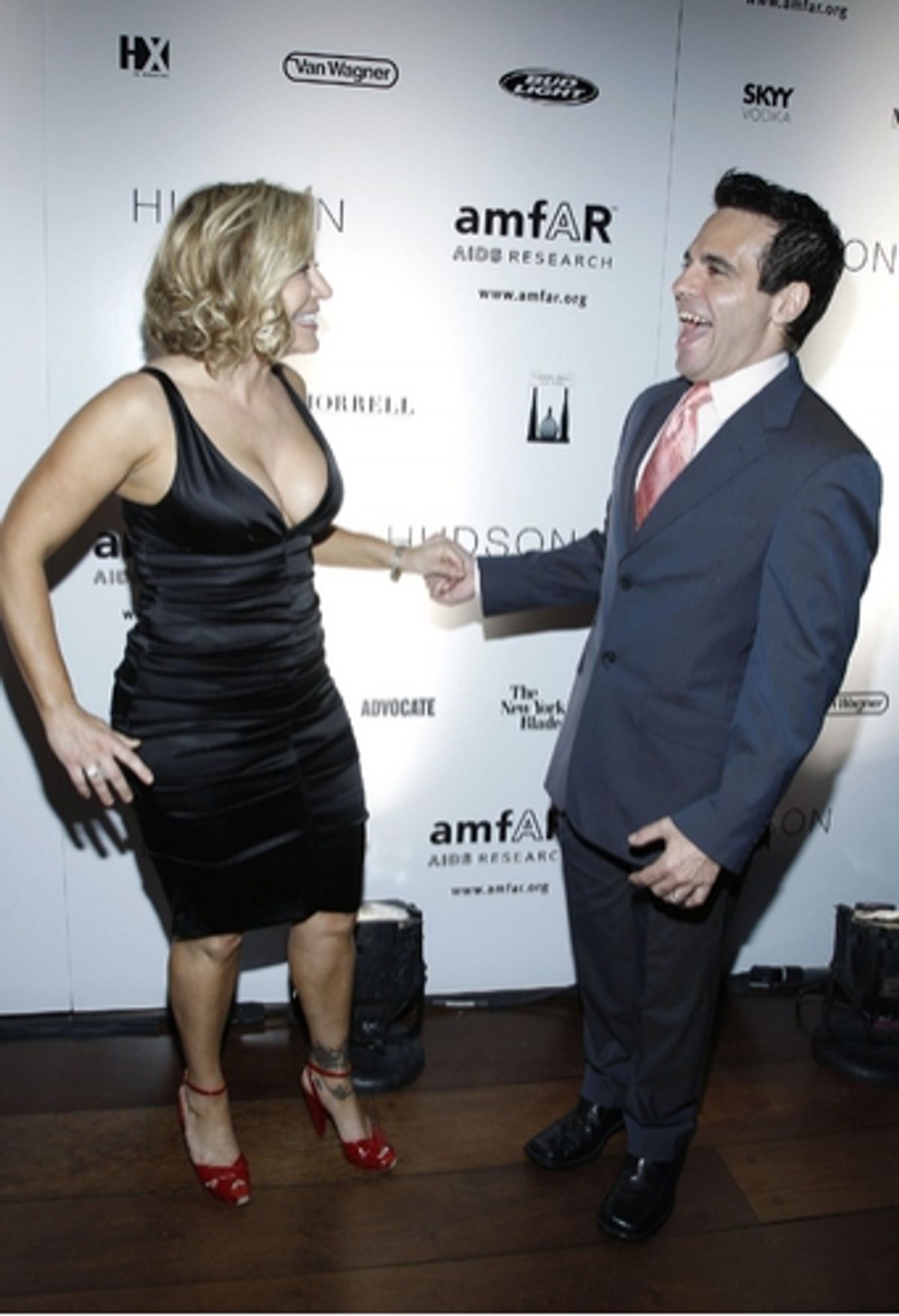 Taylor Dayne and Mario Cantone at amfAR and Broadway Stars Honor Jerry Mitchell
