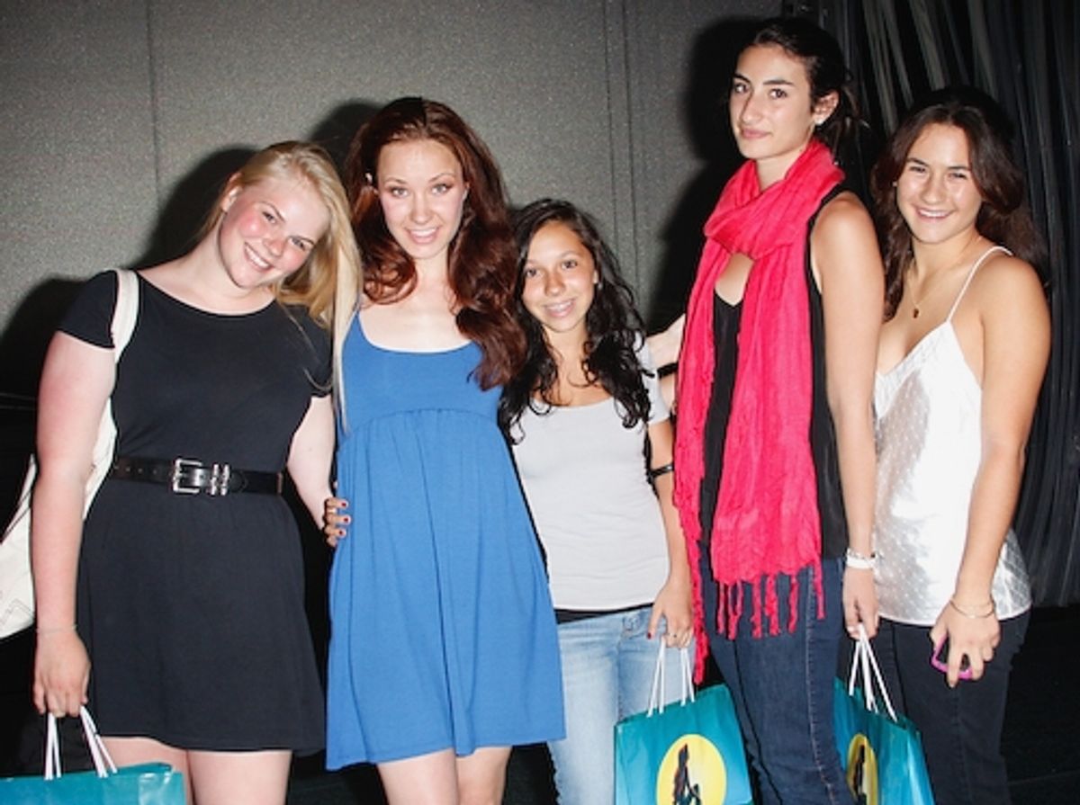 Belle Aykroyd and Sierra Boggess with friends and family at 