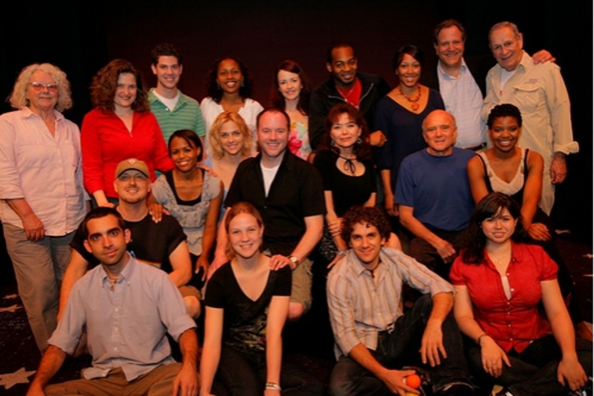Full Company.  Back Row:  Lyricist Ellen Fitzhugh, Director Annette Jolles, Max Quinlan, Jasmin Walker, Michele Ragusa, Brandon Victor Dixon, Wendy Fox, Bob Ari, Larry Keith; Second Row:  Music Director Steven Marzullo, Nikki RenÃ'Â©e Daniels, Kelly Sulli at 