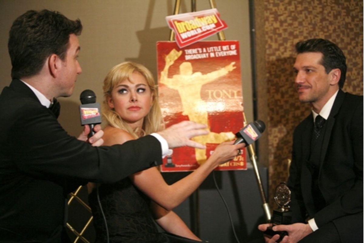 Eddie Varley,Laura Bell Bundy, and Paulo Szot at 