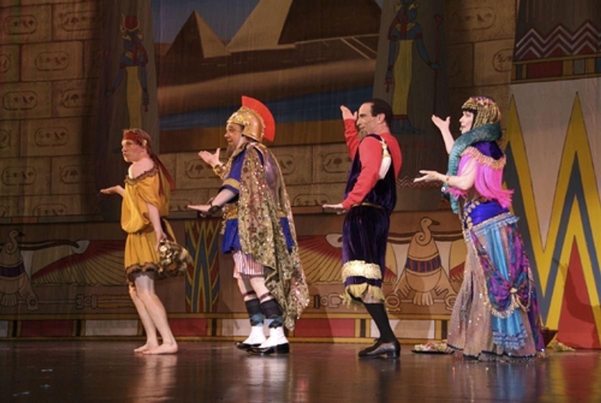 Adam Wylie (Geroge M Cohan), Joe D'Auria (Joe Weber), Joshua Kinkel (Lew Fields) and Dale Kristien (Lillian Russell) perform 'Cleo Queen of the Nile' at 