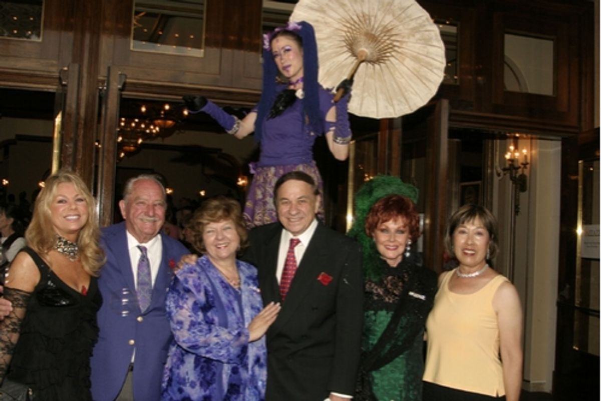 Nina Terzian, Milt Larsen, Arlene Larsen, Richard M Sherman, Joyce Shaar and Hiroko Benko. Behind is Rebecca (stilt walker from TONY TV) at 