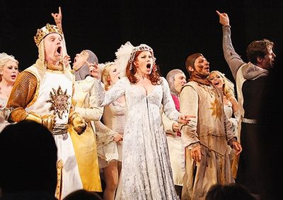 Stephen Collins, Marin Mazzie, Drew Lachey, Rick Holmes and Ensemble
 Photo