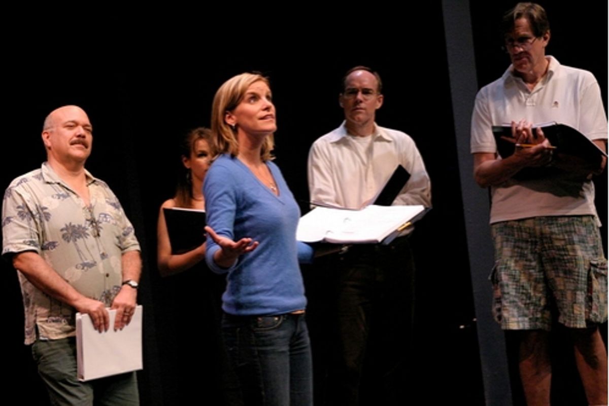 Jenn Colella (center) as Scott Robertson, Ana Nogueira, Michael Winther and Nick Wyman look on   at 