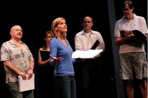 Jenn Colella (center) as Scott Robertson, Ana Nogueira, Michael Winther and Nick Wyma Photo