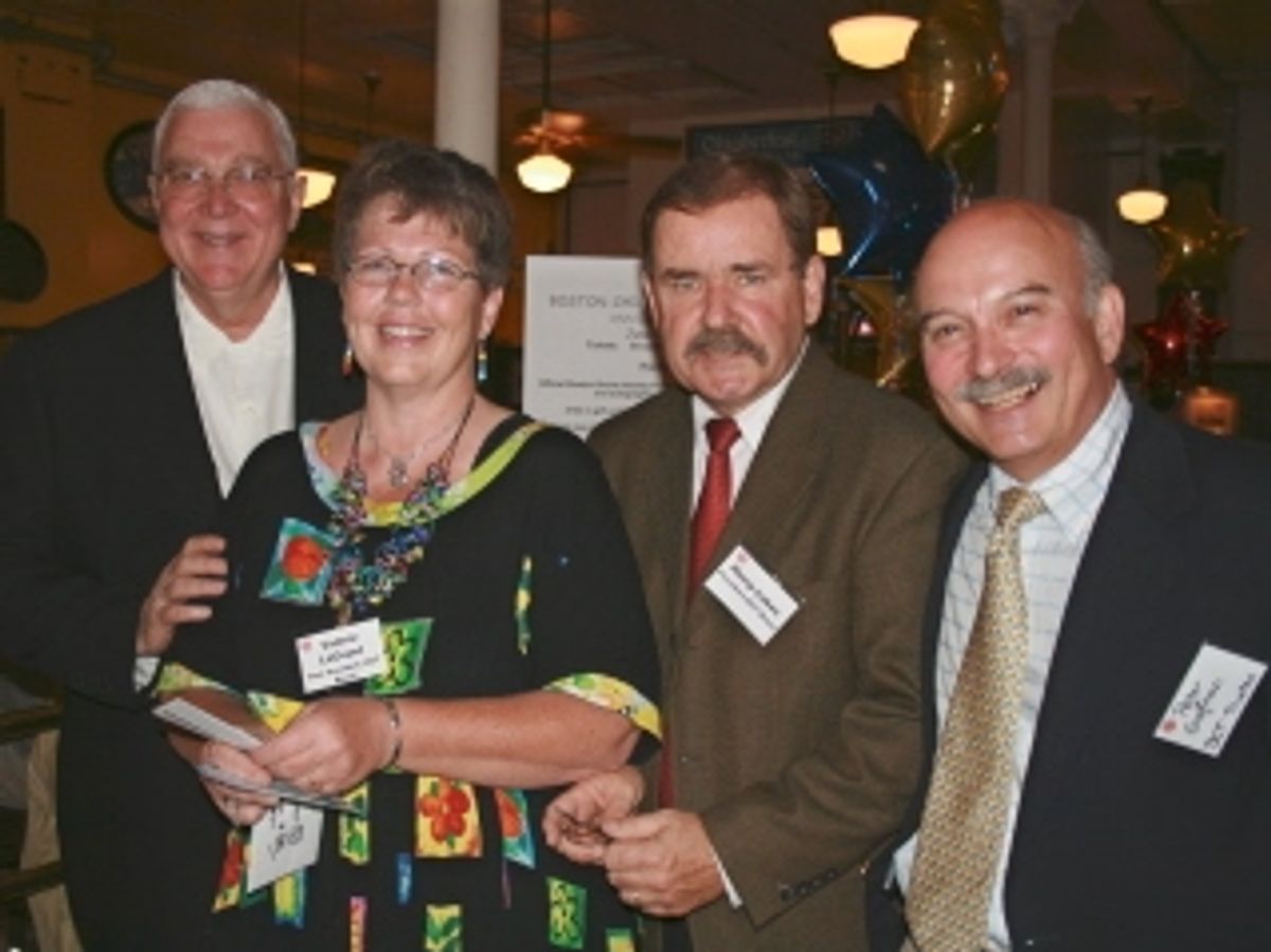 Paul Senecal of Brookline, raffle organizer; Valerie LaCount of Chelsea, past president, alumna and parent; Henry Lukas of Cambridge, incoming president; and Peter Graffman, event chair
 at 