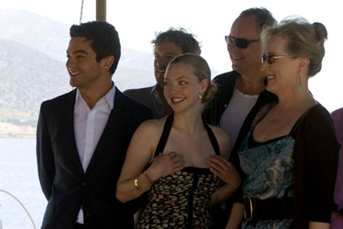Dominic Cooper, Colin Firth,Amanda Seyfried, Stellan Skarsgard and Meryl Streep at 