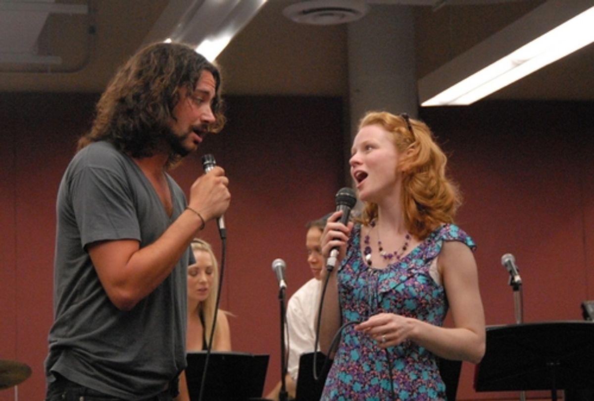 Constantine Maroulis and Jennifer Hope Wills at Radio Broadway Rehearsal