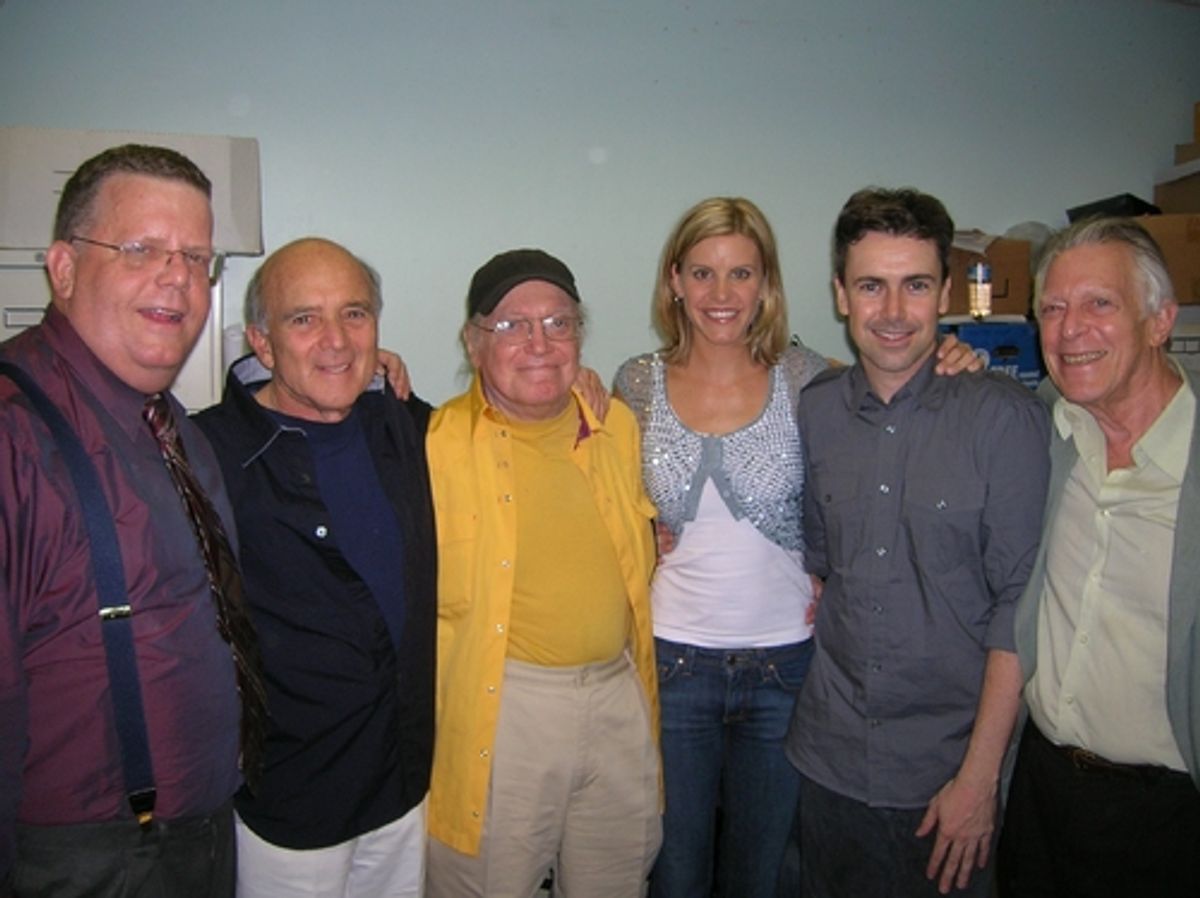 Producing Artistic Director, Jim Morgan, composer Larry Grossman, lyricist Hal Hackady, Jenn Colella, Matt McGrath, and Michael Montel at 