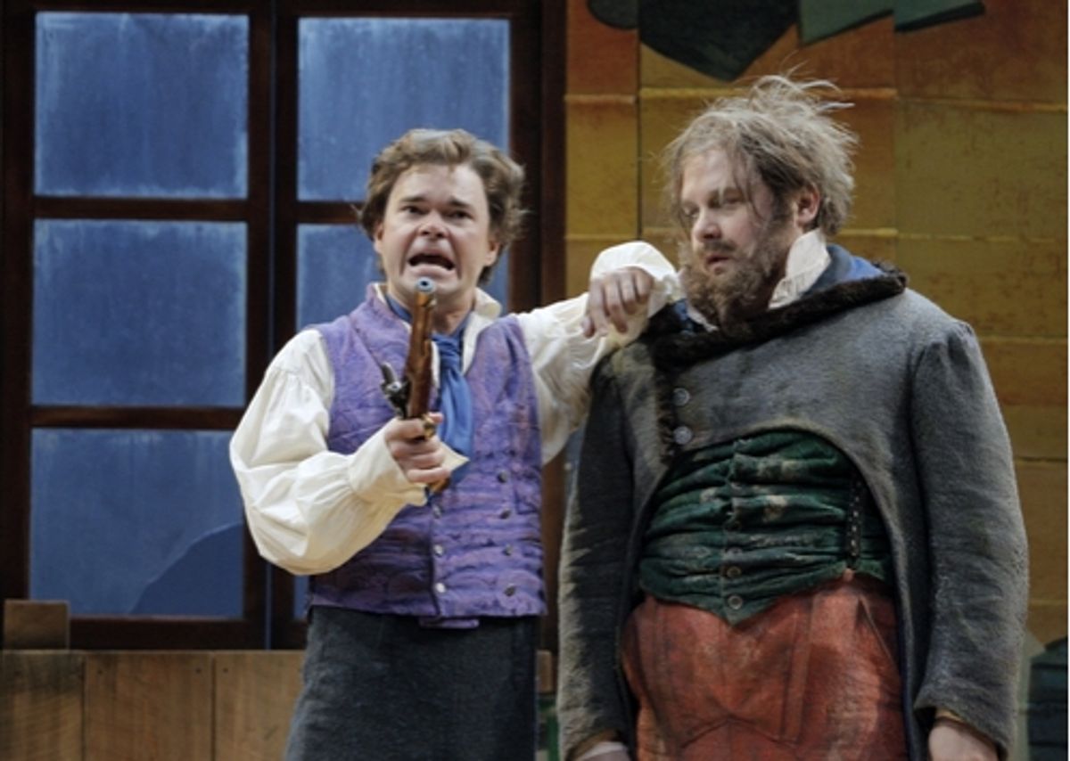 Hunter Foster (Ivan Alexandreyevich Hlestakov) and Luverne Seifert (Osip) at 'The Government Inspector' at the Guthrie