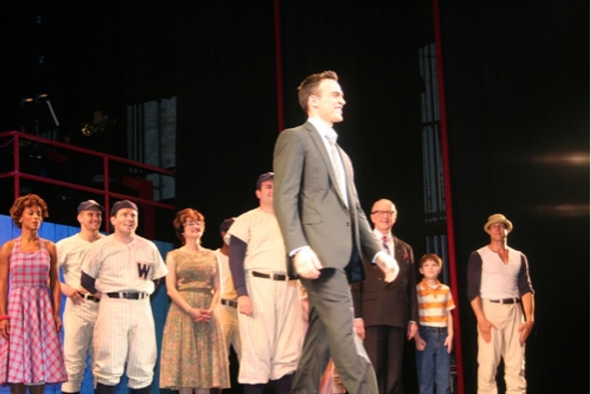 Cheyenne Jackson and Damn Yankees cast members at 