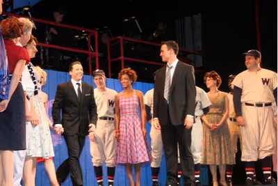 Sean Hayes (Applegate) with Damn Yankees cast members Photo