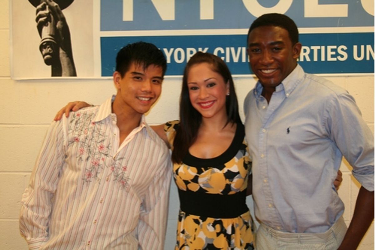 Telly Leung (upcoming Godspell), Diana DeGarmo (upcoming Godspell) and Andrew Arrington (upcoming Godspell) at 