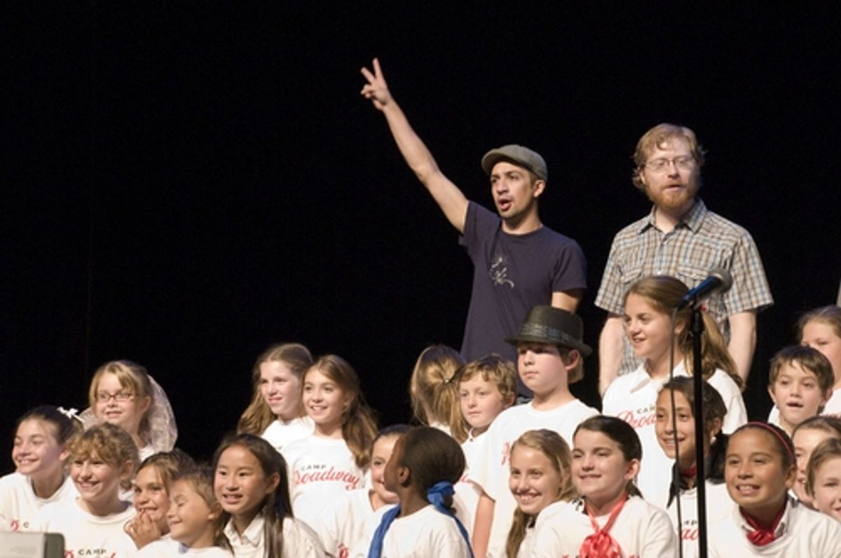 , Anthony Rapp, Lin-Manuel Miranda and the kids of Camp Broadway at 