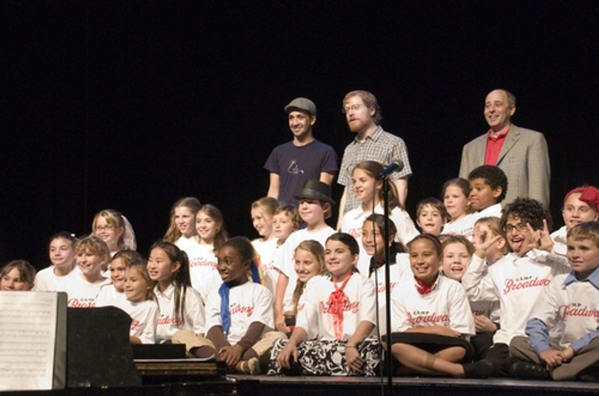 , Anthony Rapp, Lin-Manuel Miranda and the kids of Camp Broadway at 
