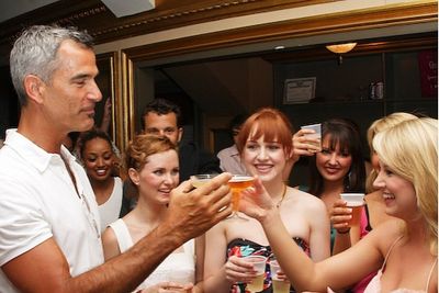 Jerry Mitchell and Bailey Hanks give a toast Photo