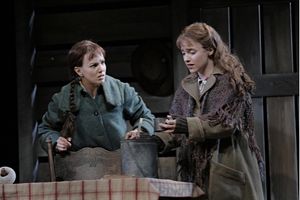 Kara Lindsay (Laura Ingalls) and Jenn Gambatese (Mary Ingalls)  Photo