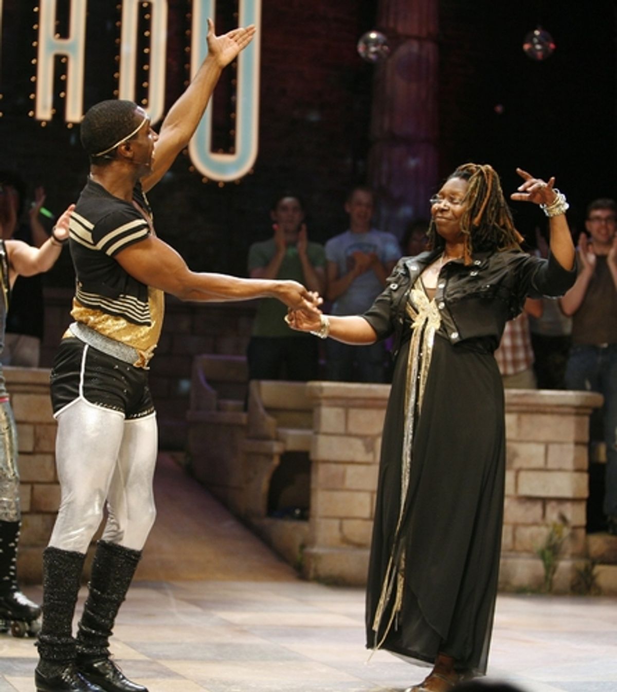 Whoopi Goldberg with cast member Andre Ward 
 at 