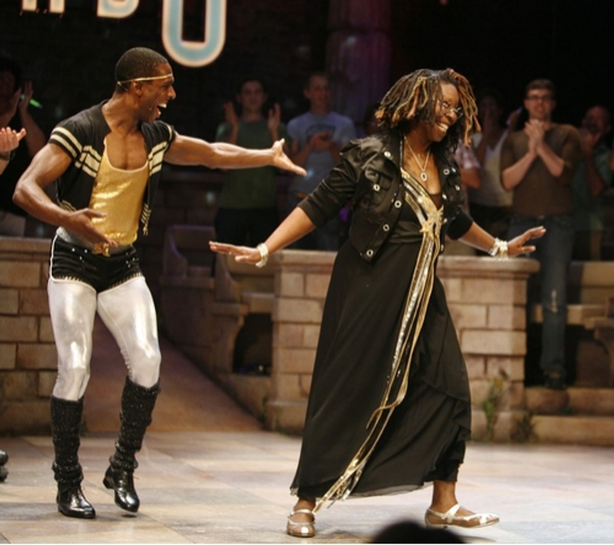 Whoopi Goldberg with cast member Andre Ward 
 at 