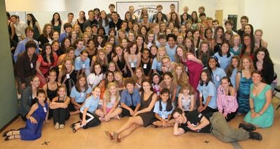 Laura Benanti and Seth Rudetsky with the students of Broadway Artists Alliance Photo