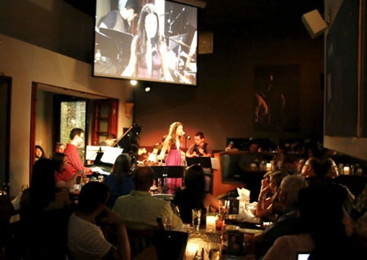 Lea Michele on the Upright Cabaret stage at 