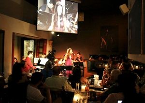 Lea Michele on the Upright Cabaret stage Photo