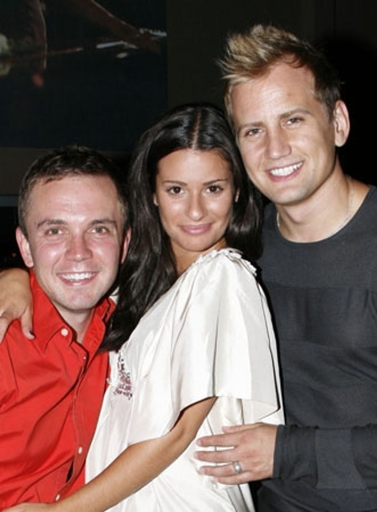 Shane Scheel, Lea Michele and Chris Isaacson at 