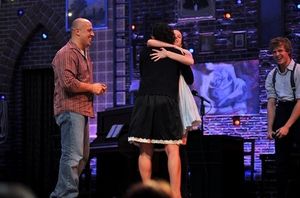 Hunter Parrish and Alexandra Socha congratulate the couple. Photo