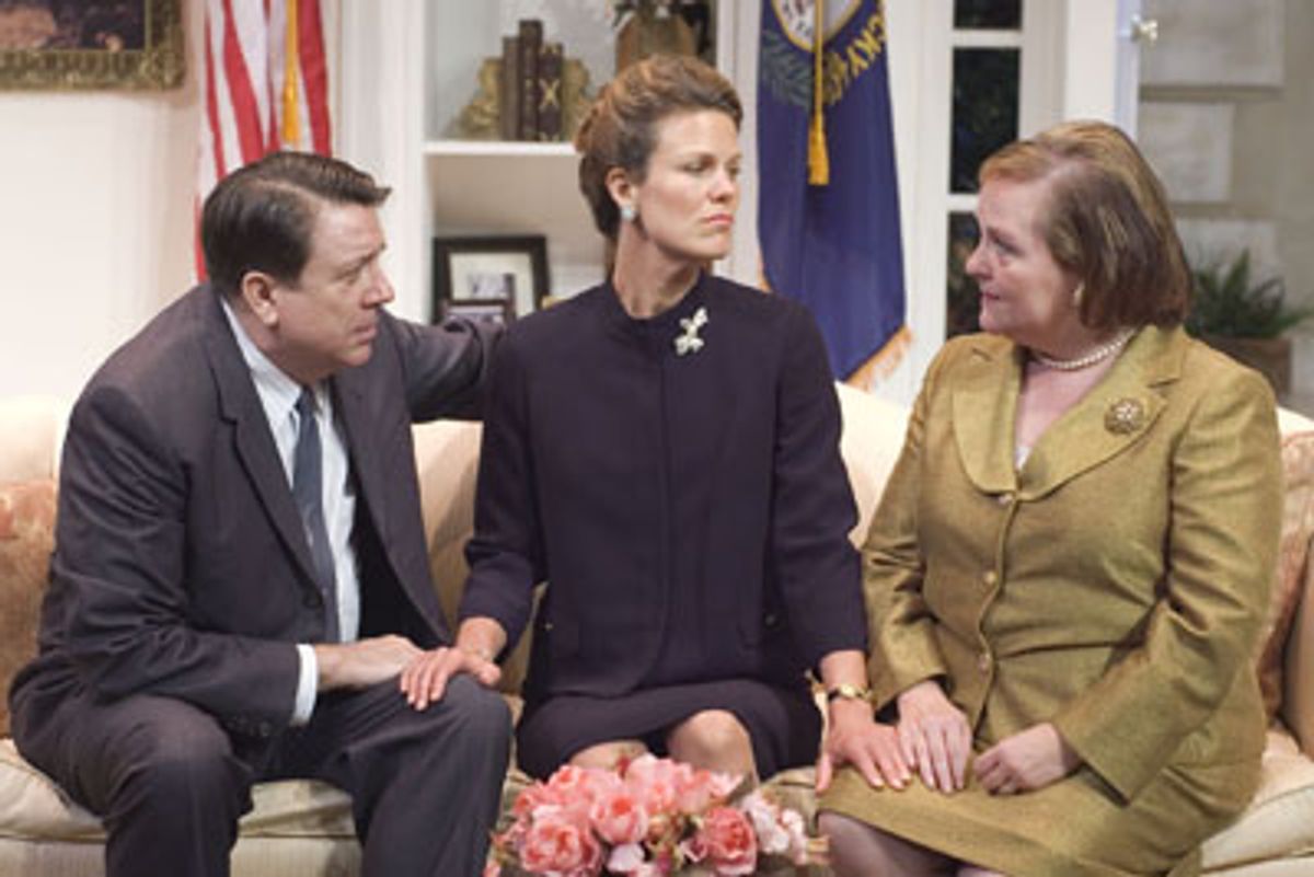 Senator Charles MacGruder (Terry Hamilton, left), his wife Estelle (Penny Slusher, right) and the senatorÂ¹s loyal staffer Miss Wilson (Juliet Hart, center) conspire to defend their political futures. at 