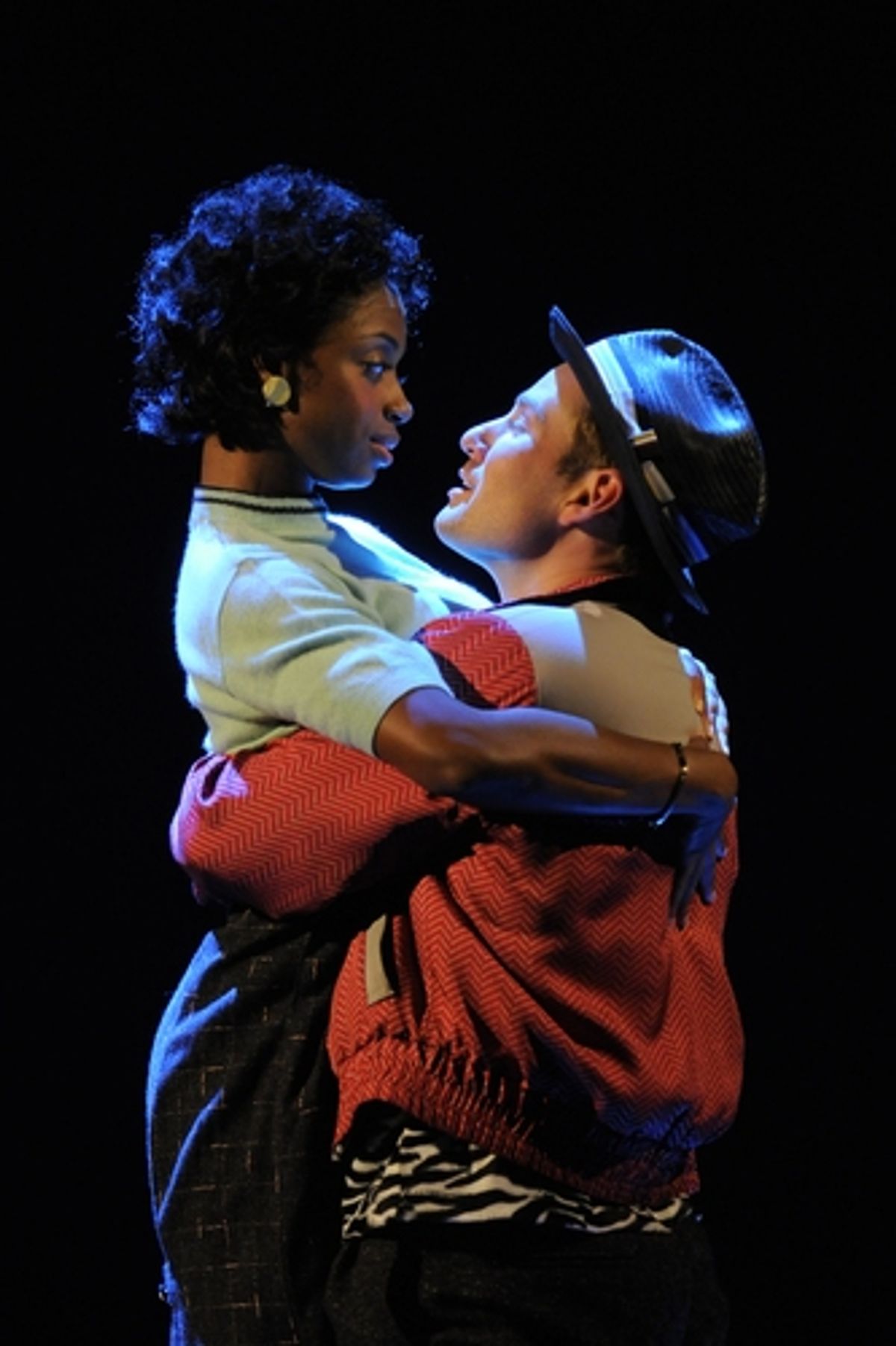 Montego Glover as 'Felicia' and Chad Kimball as 'Huey Calhoun'  at 