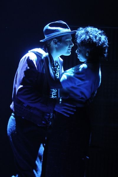 Montego Glover as "Felicia" and Chad Kimball as "Huey Calhoun"  Photo