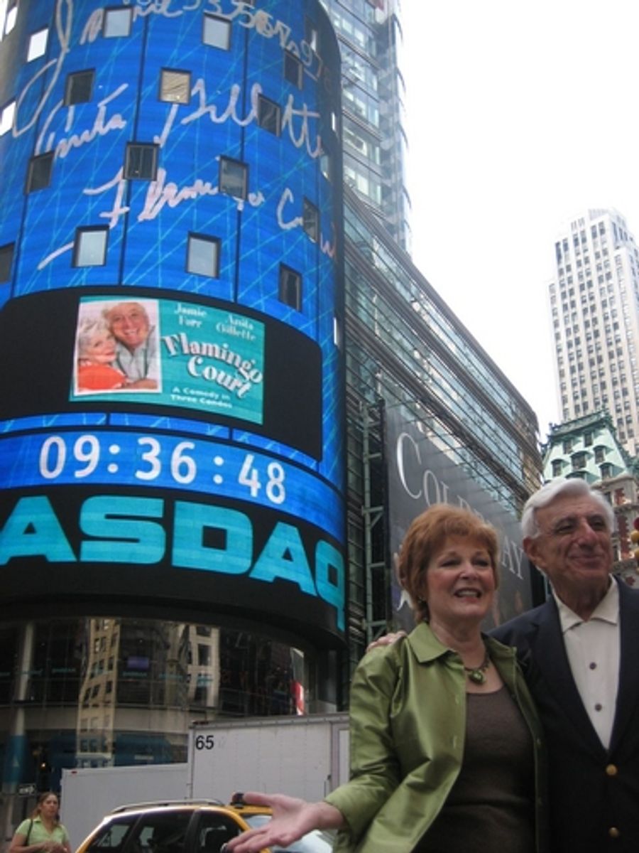 Photo Flash: Jamie Farr and Anita Gillette of 'Flamingo Court' Ring NASDAQ Bell Image