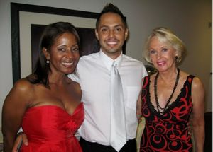 Donzaleigh Abernathy with gala producer Chris Verdugo and Tippi Hedren Photo