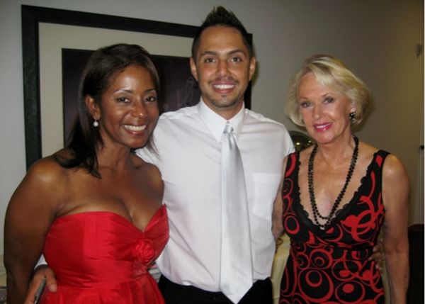 Donzaleigh Abernathy with gala producer Chris Verdugo and Tippi Hedren Photo