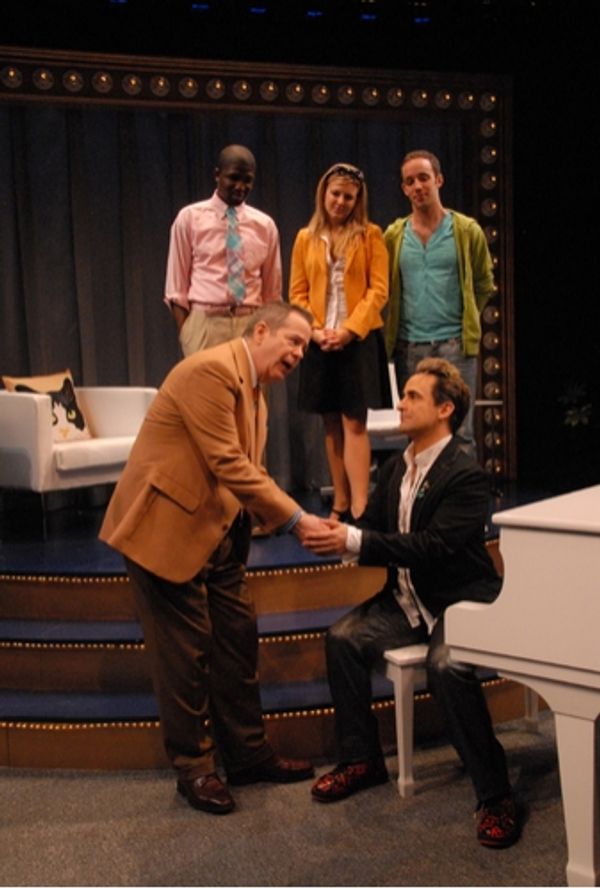 Front: Peter Bartlett and David Pittu Back: Brandon Goodman, Helene York and Matt Sch Photo