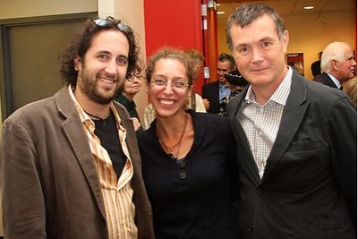 Projectionist Dustin O'Neill, sound designer Jill BC DuBoff and costumer Martin Pakle Photo