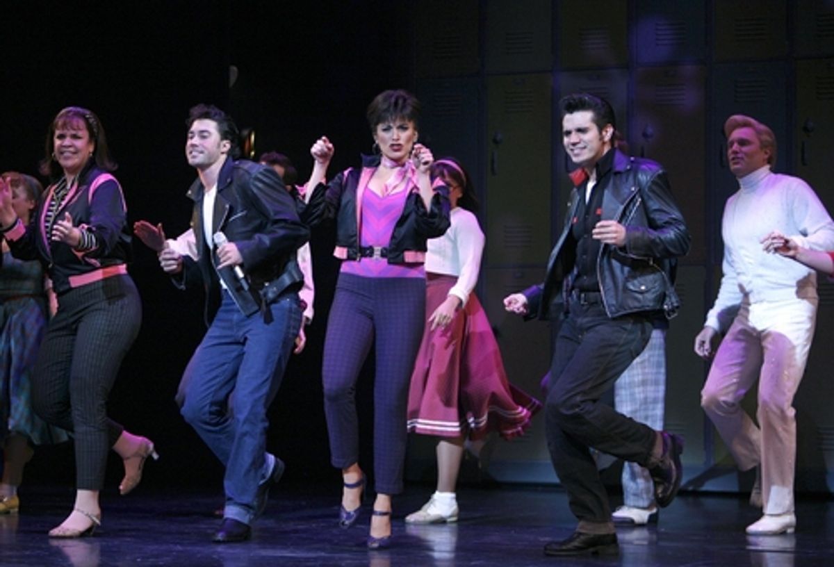 Ace Young, Derek Keeling, Janine DiVita and Cast dance during the curtain call at 