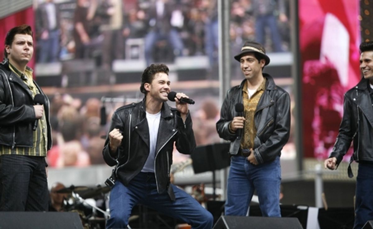 Ace Young and the cast of Grease at 