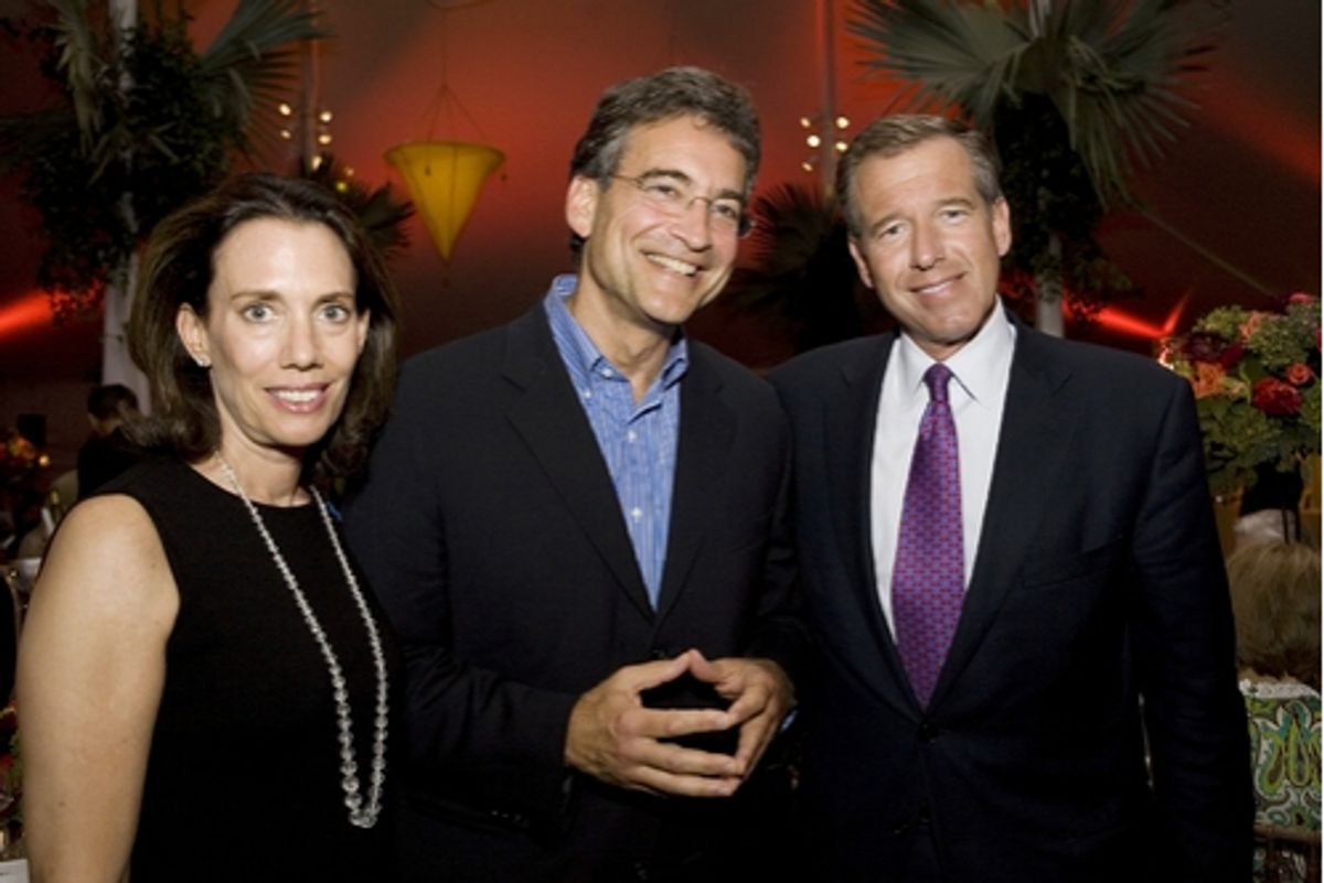 From left, guests at Westport Country Playhouse gala Jane Williams, Dr. Jay Meislich and Brian Williams, host of 'NBC Nightly News.' at 