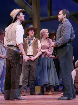 l-r: Ryan Worsing, Adam Monley (Curley), Brian Sears (Will Parker), Megan Sikora (Ado Annie) and Andrew Varela (Jud Fry)
@ BroadwayWorld l-r: Ryan Worsing, Adam Monley (Curley), Brian Sears (Will Parker), Megan Sikora (Ado Photo