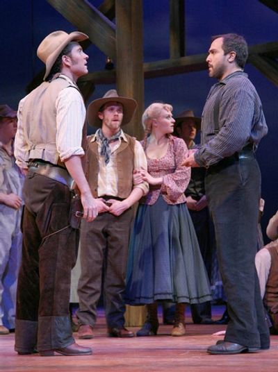 l-r: Ryan Worsing, Adam Monley (Curley), Brian Sears (Will Parker), Megan Sikora (Ado Photo
